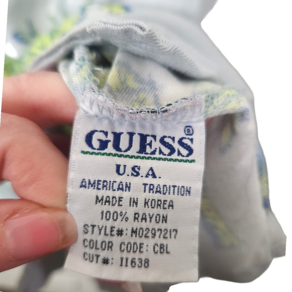 Vintage Guess Jeans Palm Tree Print Button Down - Picture 6 of 11